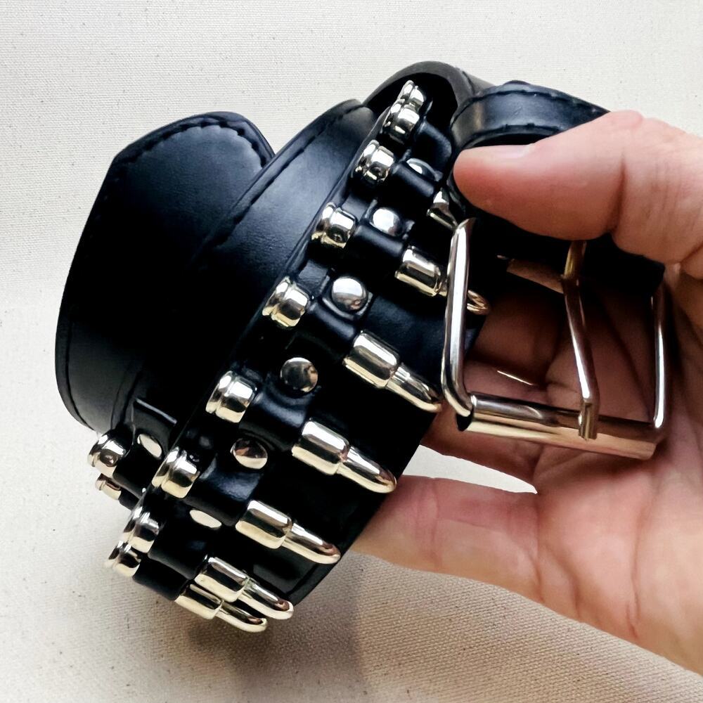 y2k 2000s bullet studded black belt